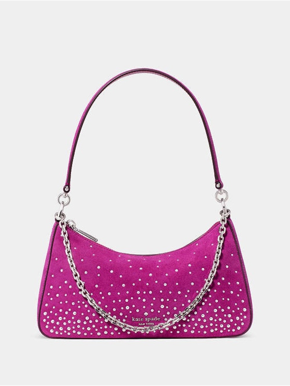 Kate Spade Margot Studded Suede Shoulder Bag Beet
